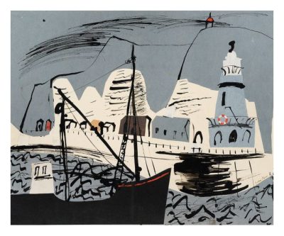 Newhaven Harbour and Cliff,  Sussex by John Piper