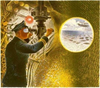 Commander of a Submarine Looking Through Periscope by Eric Ravilious