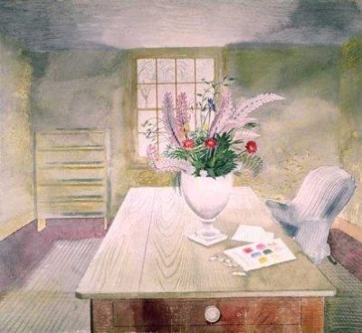 Flowers on Cottage Table by Eric Ravilious