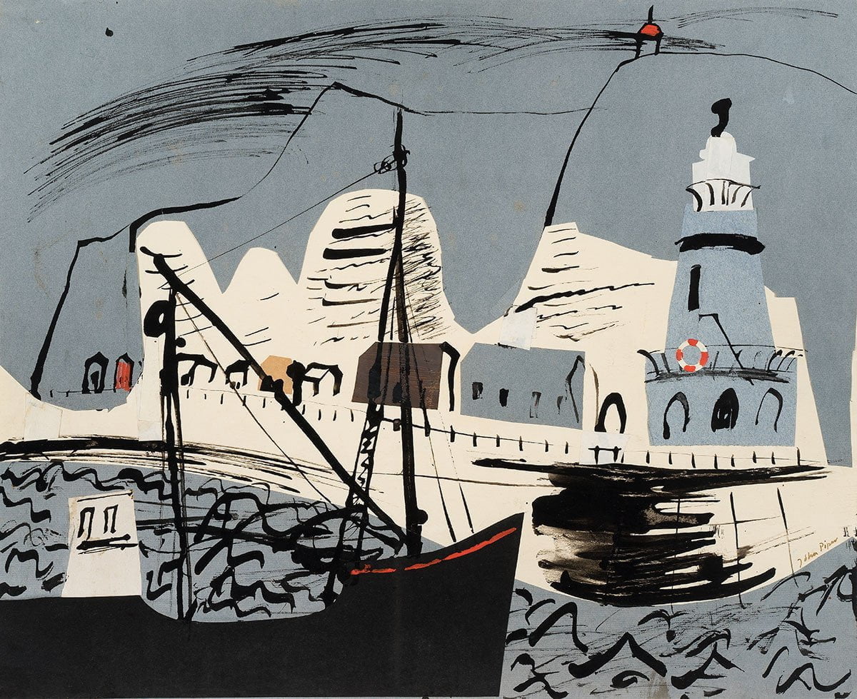 Newhaven Harbour and Cliff, Sussex by John Piper