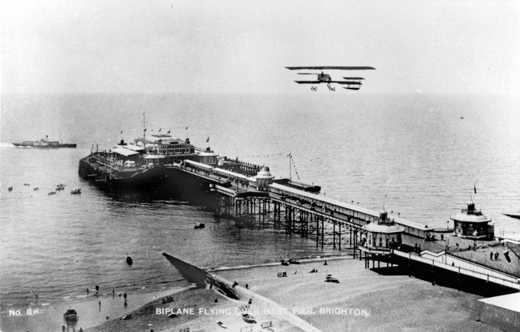 Plane over the West Pier, Brighton by unkown