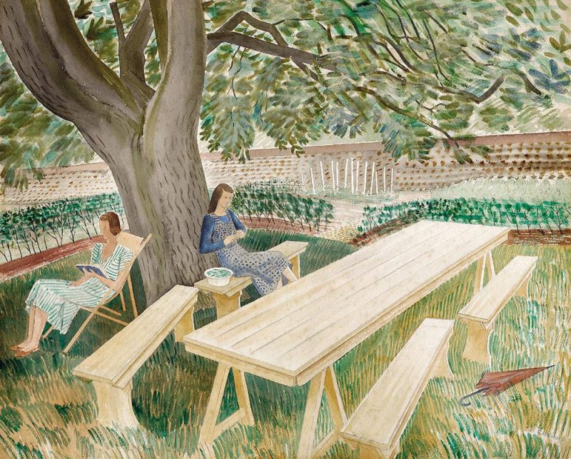 Two Women in a Garden by Eric Ravilious