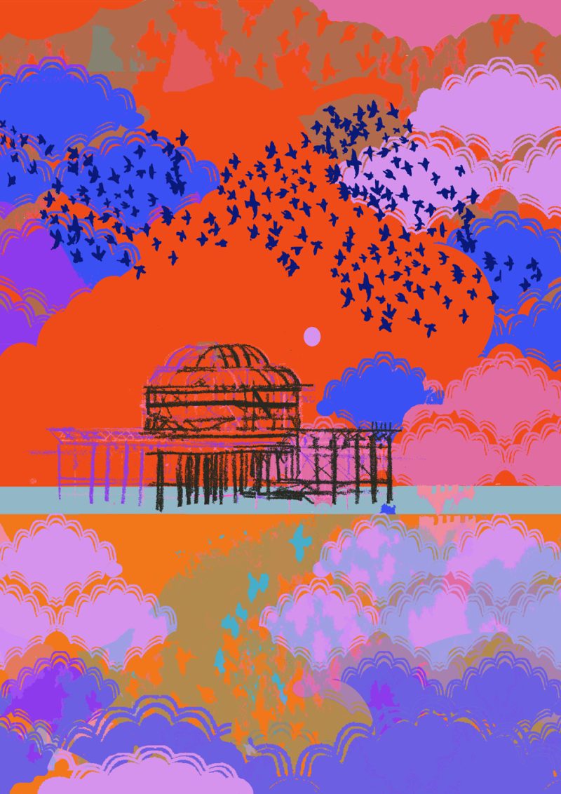 West Pier Starling Murmurations A3 By Tiffany Lynch