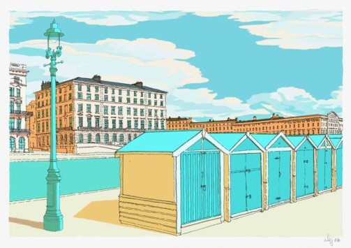Beach Huts Brighton & Hove Sky Blue By Alej ez