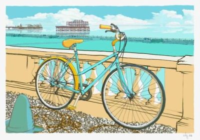 Cycle to Adelaide Crescent Brighton & Hove Seafront Sky Blue By Alej ez
