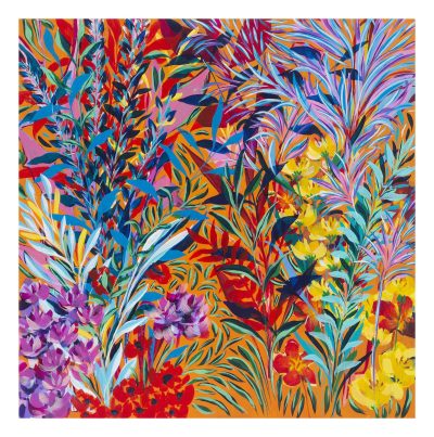 a colorful painting of flowers