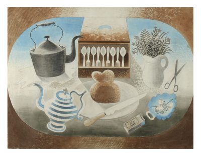 Kettle, Teapot, Breadboard, Matches by Eric Ravilious