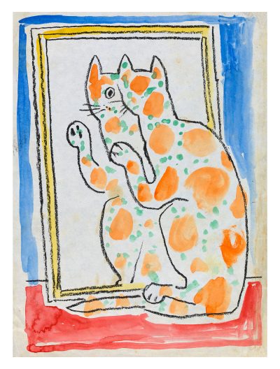 Marmalade Cat in Mirror by John Craxton
