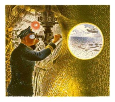 Commander of a Submarine Looking Through Periscope by Eric Ravilious