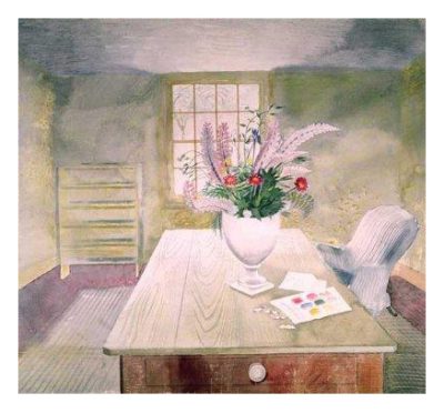 Flowers on Cottage Table by Eric Ravilious