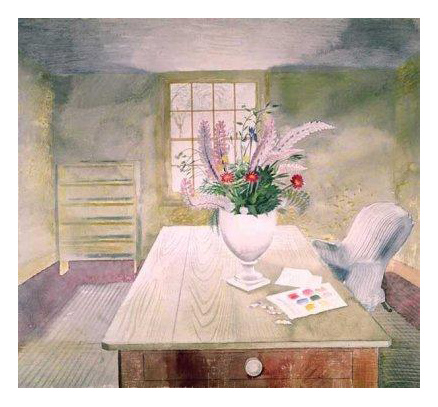 Flowers on Cottage Table by Eric Ravilious