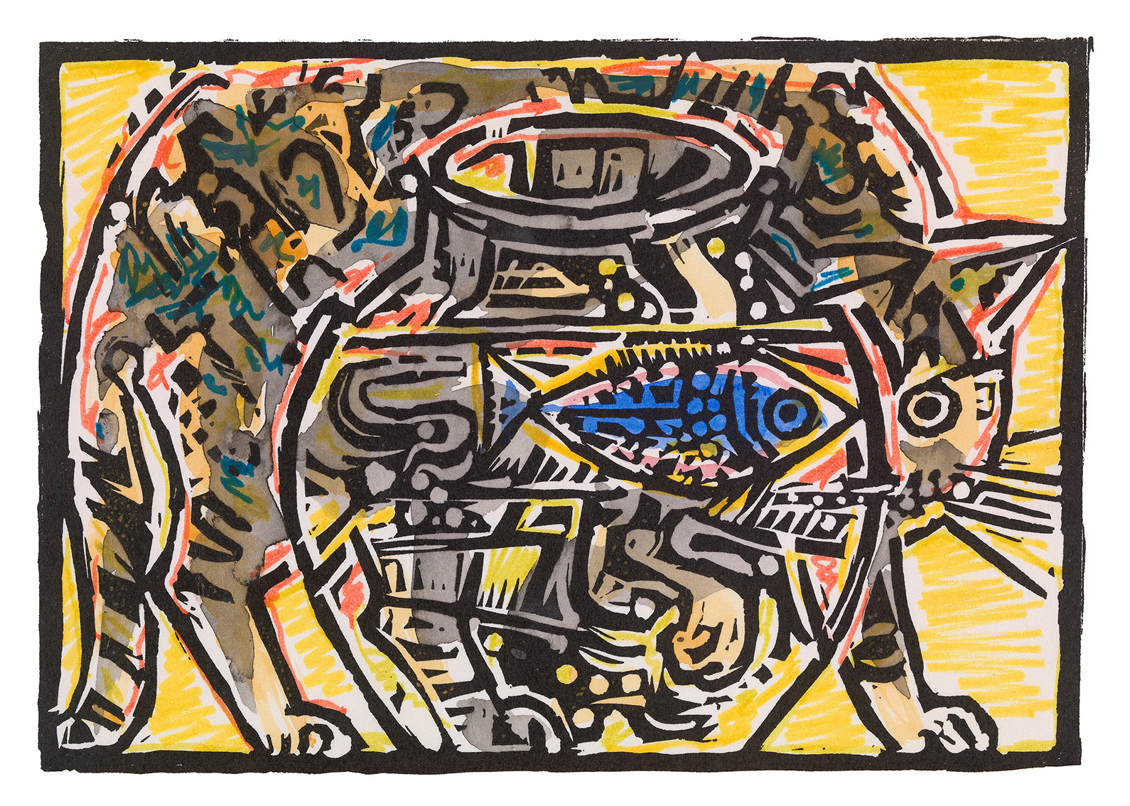 Cat and Goldfish by John Craxton