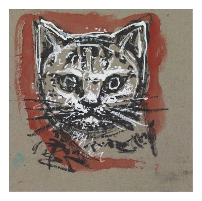 Cat portrait (red) by John Craxton