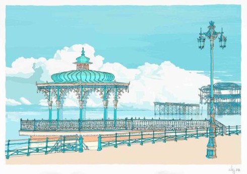 Bandstand & West Pier - Sky Blue By Alej ez