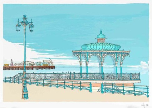 Bandstand & Palace Pier - Sky Blue By Alej ez