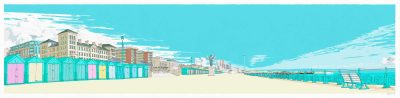 Beach Hut Brighton Seafront Panorama - Sky Blue By Alej ez