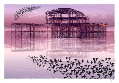 West Pier Murmuration Crescent Moon By Alej ez