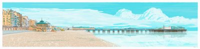 Brighton Seafront Panorama - Sky Blue By Alej ez