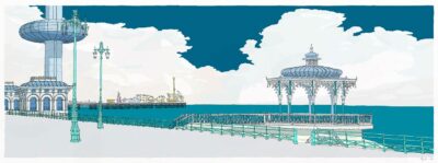 Brighton I360, Palace Pier, Bandstand Panorama Ocean blue By Alej ez