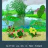 Water Lilies in the Pond with Pots of Flowers - Dark blue background By David Hockney