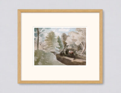 Two figures in a boat By Eric Ravilious Small framed